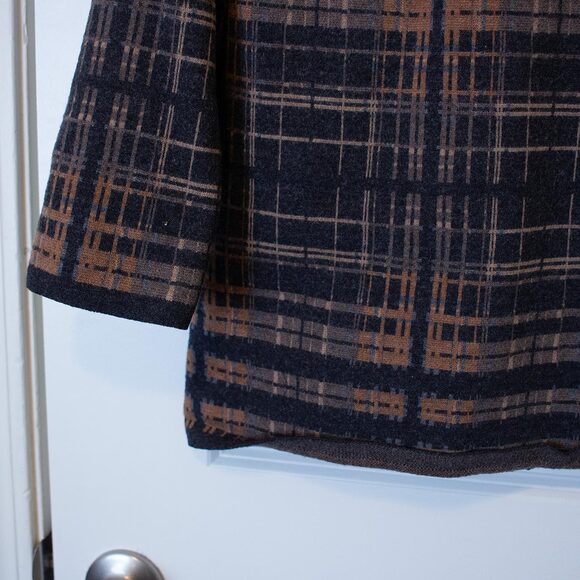 Pendleton 100% Merino Wool Plaid Button Jacket Brown Charcoal L (Fits S) Retro - Picture 4 of 7